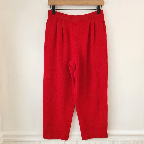 St. John Collection Marie Grey Red Santana Knit Pull-On Pants Trousers Size 4 - Picture 1 of 6